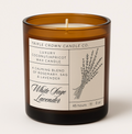 Triple Crown Candle Co. White Sage Lavender candle with label on a light background
