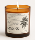 Candle with a label on a white background